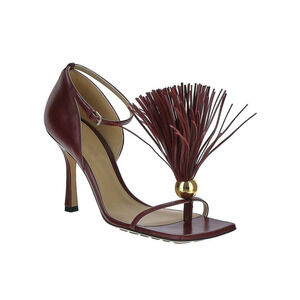 NWT Bottega Veneta Stretch Leather Tassel Accent Thong Sandals Cherry 40 / US 10